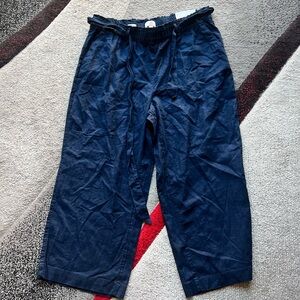 LOFT Navy High Rise Wide Leg Linen Pants